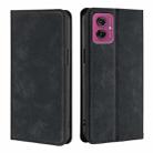 For Motorola Moto G55 5G Skin Feel Magnetic Leather Phone Case(Black) - 1