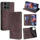 For Motorola Moto G 5G 2025 Skin Feel Magnetic Leather Phone Case(Dark Brown) - 1