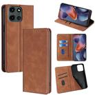 For Motorola Moto G 5G 2025 Skin Feel Magnetic Leather Phone Case(Light Brown) - 1