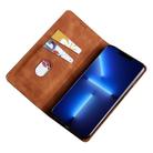 For Motorola Moto G 5G 2025 Skin Feel Magnetic Leather Phone Case(Light Brown) - 3