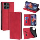 For Motorola Moto G 5G 2025 Skin Feel Magnetic Leather Phone Case(Red) - 1