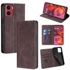 For Motorola Moto G05 Skin Feel Magnetic Leather Phone Case(Dark Brown) - 1