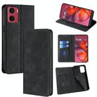 For Motorola Moto G05 Skin Feel Magnetic Leather Phone Case(Black) - 1
