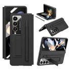 For Samsung Galaxy Z Fold4 PU + PC Full Coverage Phone Case with Pen/Pen Slots(Black) - 1
