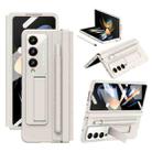 For Samsung Galaxy Z Fold4 PU + PC Full Coverage Phone Case with Pen/Pen Slots(White) - 1