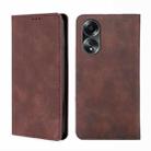 For OPPO A58 4G Skin Feel Magnetic Leather Phone Case(Dark Brown) - 1
