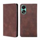 For OPPO A78 4G Skin Feel Magnetic Leather Phone Case(Dark Brown) - 1