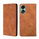 For OPPO A78 4G Skin Feel Magnetic Leather Phone Case(Light Brown) - 1