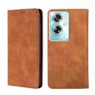 For OPPO A79 5G Skin Feel Magnetic Leather Phone Case(Light Brown) - 1