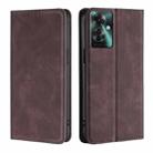 For OPPO Reno11 F 5G Skin Feel Magnetic Leather Phone Case(Dark Brown) - 1