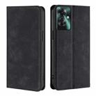 For OPPO Reno11 F 5G Skin Feel Magnetic Leather Phone Case(Black) - 1