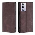 For OPPO A3 Pro 5G India Skin Feel Magnetic Leather Phone Case(Dark Brown) - 1