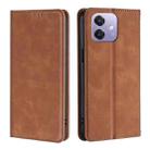 For OPPO A3 5G India Skin Feel Magnetic Leather Phone Case(Light Brown) - 1