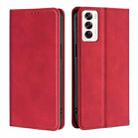 For OPPO Reno12 5G Global Skin Feel Magnetic Leather Phone Case(Red) - 1