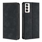 For OPPO Reno12 5G Global Skin Feel Magnetic Leather Phone Case(Black) - 1