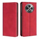 For OPPO Reno12 F 5G Skin Feel Magnetic Leather Phone Case(Red) - 1