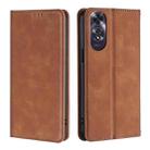 For OPPO A60 4G Global Skin Feel Magnetic Leather Phone Case(Light Brown) - 1