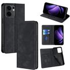 For OPPO Reno13 F 5G / 4G Skin Feel Magnetic Leather Phone Case(Black) - 1