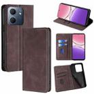 For OPPO A5x 5G Global Skin Feel Magnetic Leather Phone Case(Dark Brown) - 1