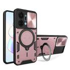 For Honor X7a 4G CD Texture Sliding Camshield Magnetic Holder Phone Case(Pink) - 1
