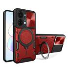 For Honor X7a 4G CD Texture Sliding Camshield Magnetic Holder Phone Case(Red) - 1