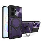 For Honor X7a 4G CD Texture Sliding Camshield Magnetic Holder Phone Case(Purple) - 1