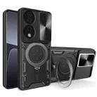 For Honor X7b CD Texture Sliding Camshield Magnetic Holder Phone Case(Black) - 1