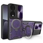 For Honor X7b CD Texture Sliding Camshield Magnetic Holder Phone Case(Purple) - 1