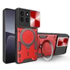 For Honor X8b CD Texture Sliding Camshield Magnetic Holder Phone Case(Red) - 1