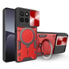 For Honor X8 5G / X6 4G CD Texture Sliding Camshield Magnetic Holder Phone Case(Red) - 1