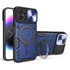 For Honor X8 4G CD Texture Sliding Camshield Magnetic Holder Phone Case(Blue) - 1