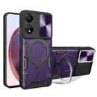 For Honor X5 Plus CD Texture Sliding Camshield Magnetic Holder Phone Case(Purple) - 1