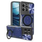 For Honor X6b 4G CD Texture Sliding Camshield Magnetic Holder Phone Case(Blue) - 1