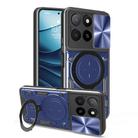 For Honor X5b Plus / X5b 4G CD Texture Sliding Camshield Magnetic Holder Phone Case(Blue) - 1
