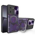 For Tecno Pova 5 CD Texture Sliding Camshield Magnetic Holder Phone Case(Purple) - 1