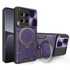 For Tecno Camon 30 4G / 5G CD Texture Sliding Camshield Magnetic Holder Phone Case(Purple) - 1