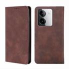 For vivo Y78T 5G / iQOO Z8x 5G Skin Feel Magnetic Leather Phone Case(Dark Brown) - 1