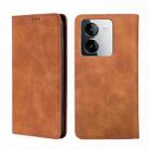 For vivo Y78T 5G / iQOO Z8x 5G Skin Feel Magnetic Leather Phone Case(Light Brown) - 1