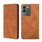 For vivo V29e 5G Skin Feel Magnetic Leather Phone Case(Light Brown) - 1