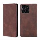 For Honor X6A 4G Skin Feel Magnetic Leather Phone Case(Dark Brown) - 1