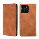 For Honor X6A 4G Skin Feel Magnetic Leather Phone Case(Light Brown) - 1