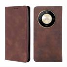 For Honor X50 5G Skin Feel Magnetic Leather Phone Case(Dark Brown) - 1