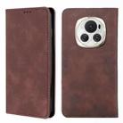 For Honor Magic6 Skin Feel Magnetic Leather Phone Case(Dark Brown) - 1