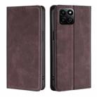 For Honor Play 60 Plus Skin Feel Magnetic Leather Phone Case(Dark Brown) - 1