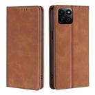 For Honor Play 60 Plus Skin Feel Magnetic Leather Phone Case(Light Brown) - 1