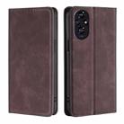 For Honor 200 5G Skin Feel Magnetic Leather Phone Case(Dark Brown) - 1