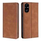 For Honor 200 Pro 5G Skin Feel Magnetic Leather Phone Case(Light Brown) - 1