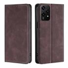 For Honor 200 Lite 5G Global Skin Feel Magnetic Leather Phone Case(Dark Brown) - 1