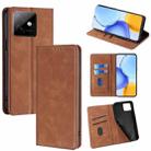 For Honor X60 GT 5G Skin Feel Magnetic Leather Phone Case(Light Brown) - 1