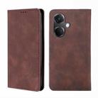 For OnePlus Nord CE3 5G Skin Feel Magnetic Leather Phone Case(Dark Brown) - 1